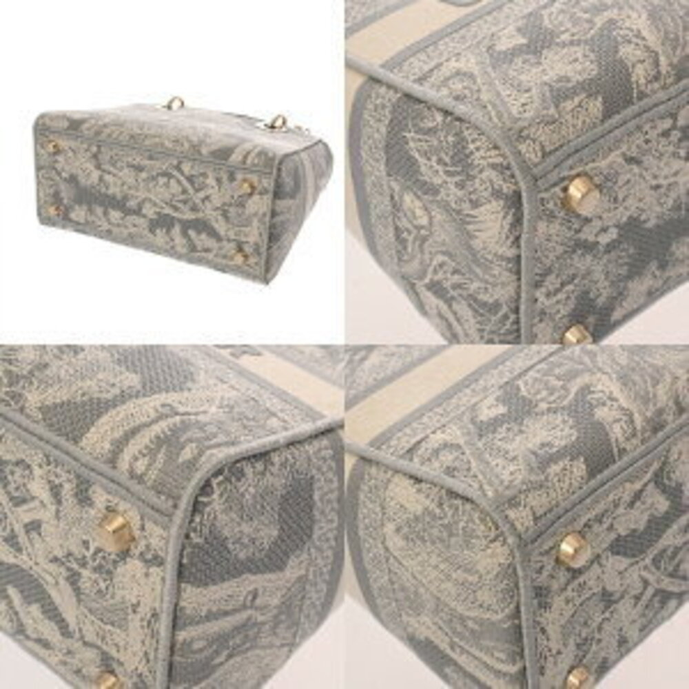 Dior LADY LITE Bag Gray White Toile de Jouy Embroidery Handbag - Picture 7 of 9